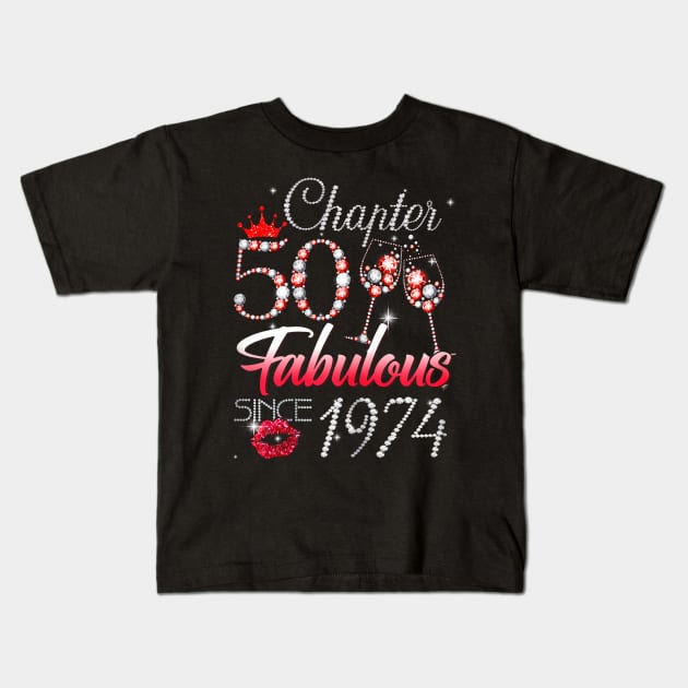 Chapter 50 Fabulous Since 1974 50th Birthday Queen Diamond Kids T-Shirt by Cristian Torres